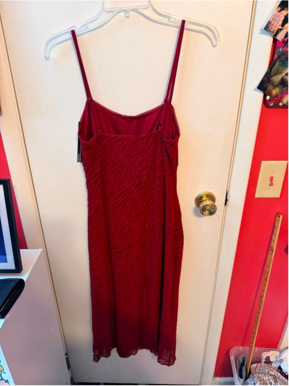 Madden NYC burnout velvet midi dress Small Red Zebra Print Whimsigoth Nwt - Picture 2 of 7